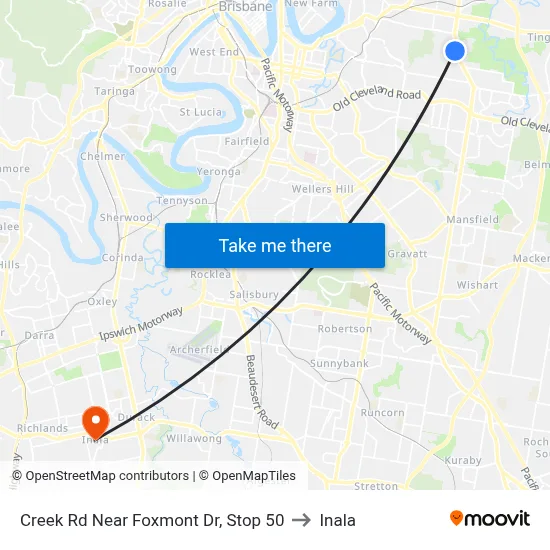 Creek Rd Near Foxmont Dr, Stop 50 to Inala map