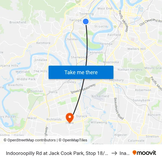 Indooroopilly Rd at Jack Cook Park, Stop 18/19 to Inala map