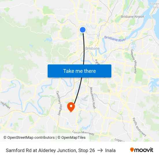 Samford Rd at Alderley Junction, Stop 26 to Inala map