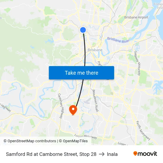 Samford Rd at Camborne Street, Stop 28 to Inala map