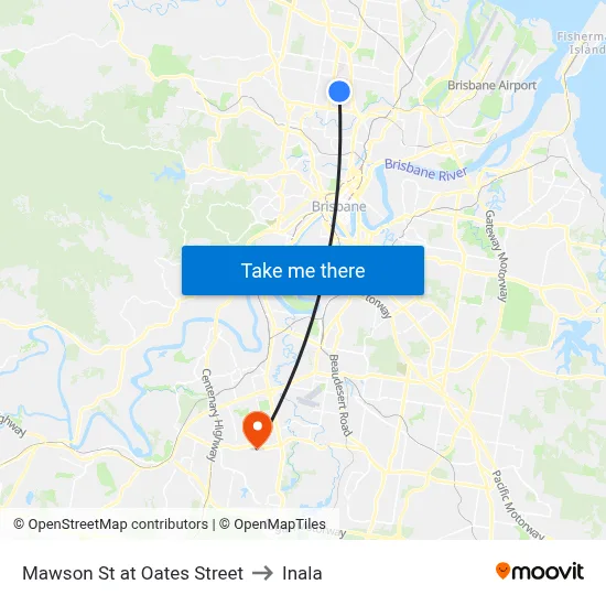 Mawson St at Oates Street to Inala map