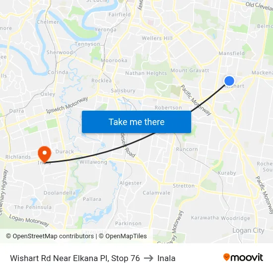 Wishart Rd Near Elkana Pl, Stop 76 to Inala map