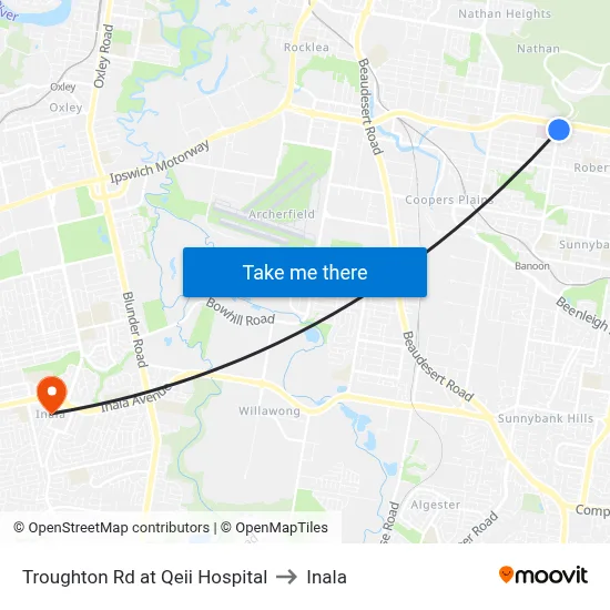 Troughton Rd at Qeii Hospital to Inala map