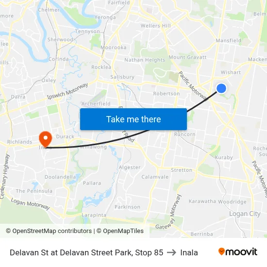 Delavan St at Delavan Street Park, Stop 85 to Inala map