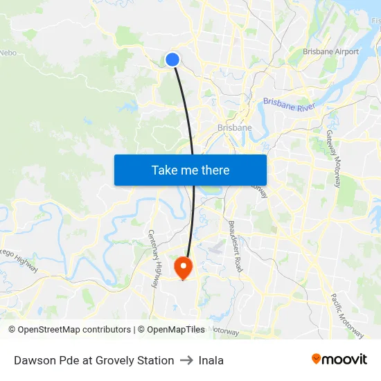 Dawson Pde at Grovely Station to Inala map