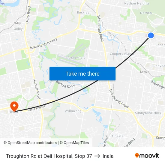 Troughton Rd at Qeii Hospital, Stop 37 to Inala map