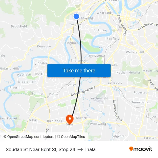 Soudan St Near Bent St, Stop 24 to Inala map