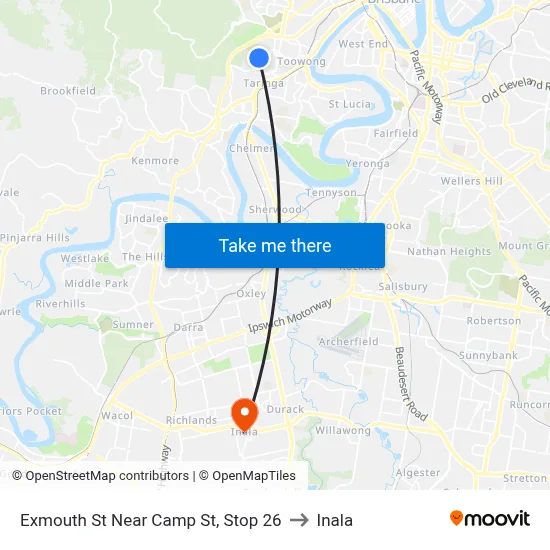 Exmouth St Near Camp St, Stop 26 to Inala map