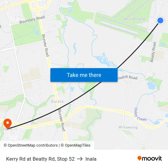 Kerry Rd at Beatty Rd, Stop 52 to Inala map
