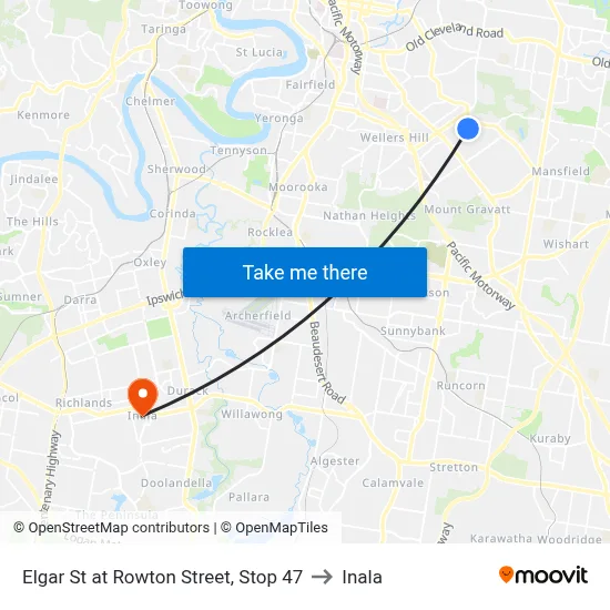 Elgar St at Rowton Street, Stop 47 to Inala map