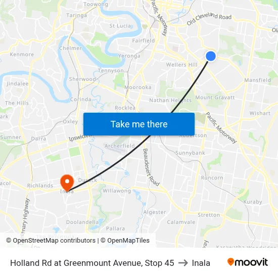 Holland Rd at Greenmount Avenue, Stop 45 to Inala map