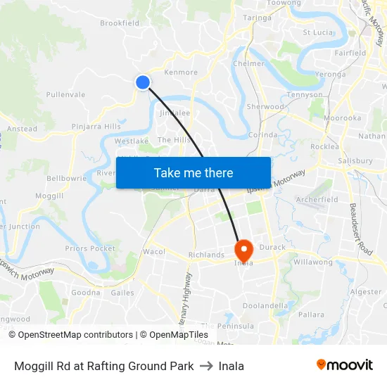 Moggill Rd at Rafting Ground Park to Inala map