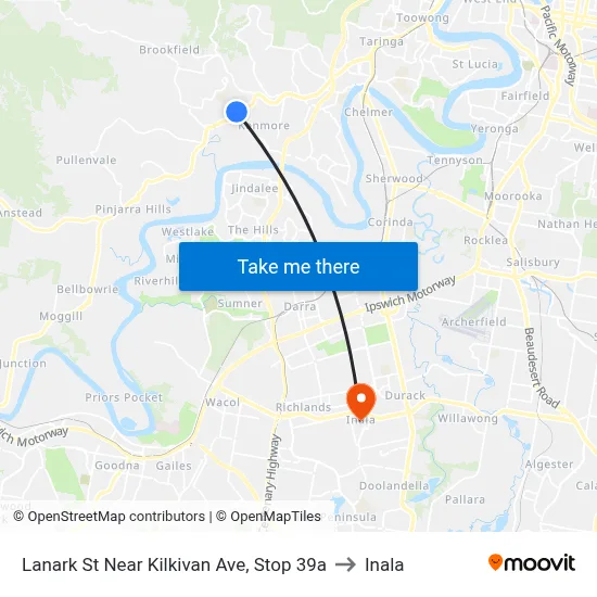 Lanark St Near Kilkivan Ave, Stop 39a to Inala map