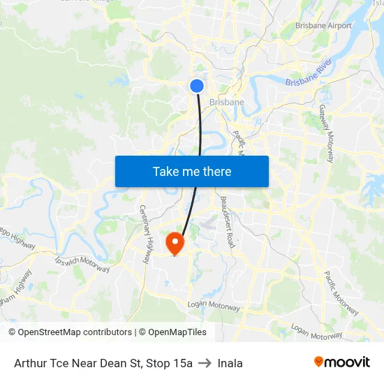Arthur Tce Near Dean St, Stop 15a to Inala map
