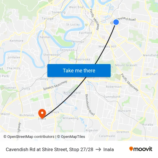 Cavendish Rd at Shire Street, Stop 27/28 to Inala map