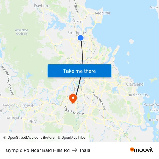 Gympie Rd Near Bald Hills Rd to Inala map