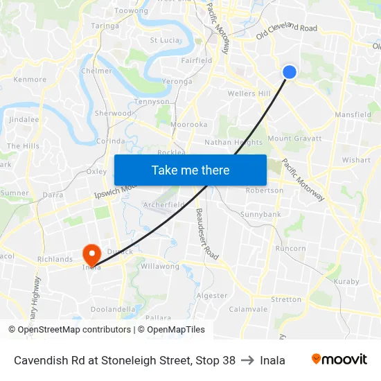 Cavendish Rd at Stoneleigh Street, Stop 38 to Inala map