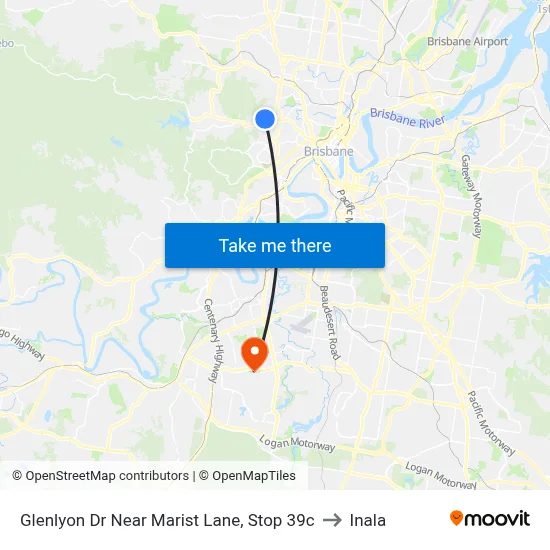 Glenlyon Dr Near Marist Lane, Stop 39c to Inala map