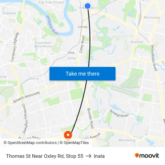 Thomas St Near Oxley Rd, Stop 55 to Inala map