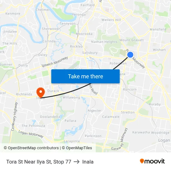 Tora St Near Ilya St, Stop 77 to Inala map