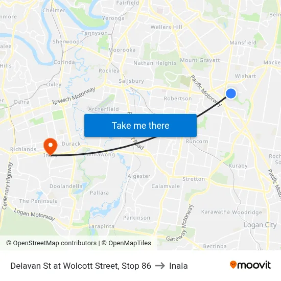 Delavan St at Wolcott Street, Stop 86 to Inala map