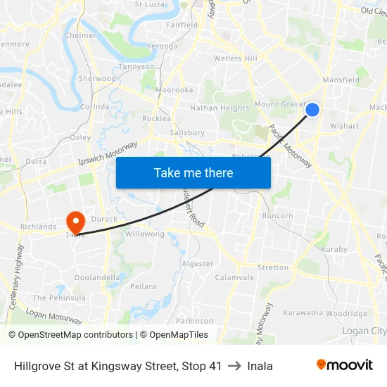 Hillgrove St at Kingsway Street, Stop 41 to Inala map