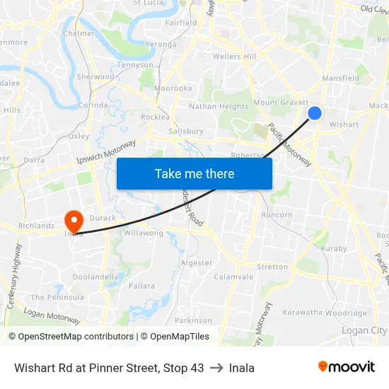Wishart Rd at Pinner Street, Stop 43 to Inala map