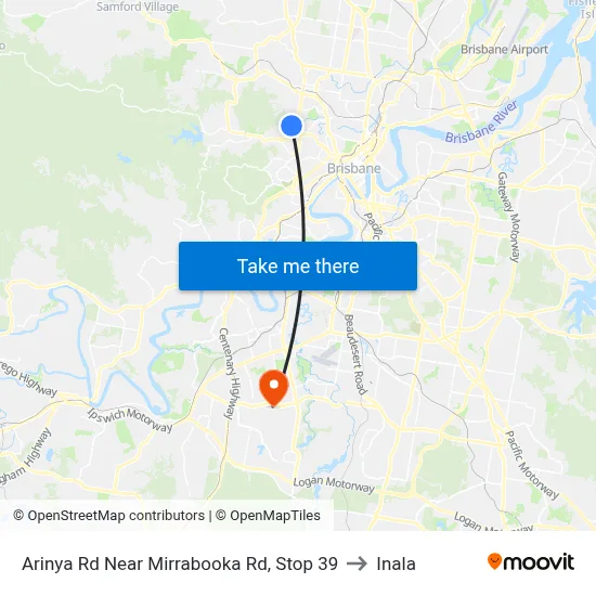 Arinya Rd Near Mirrabooka Rd, Stop 39 to Inala map