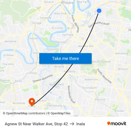 Agnew St Near Walker Ave, Stop 42 to Inala map