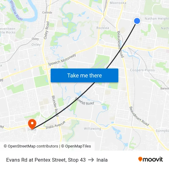 Evans Rd at Pentex Street, Stop 43 to Inala map