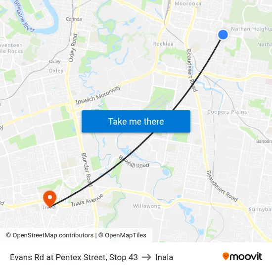 Evans Rd at Pentex Street, Stop 43 to Inala map