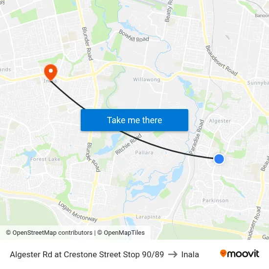 Algester Rd at Crestone Street Stop 90/89 to Inala map