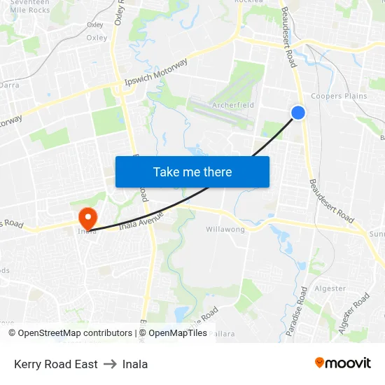 Kerry Road East to Inala map