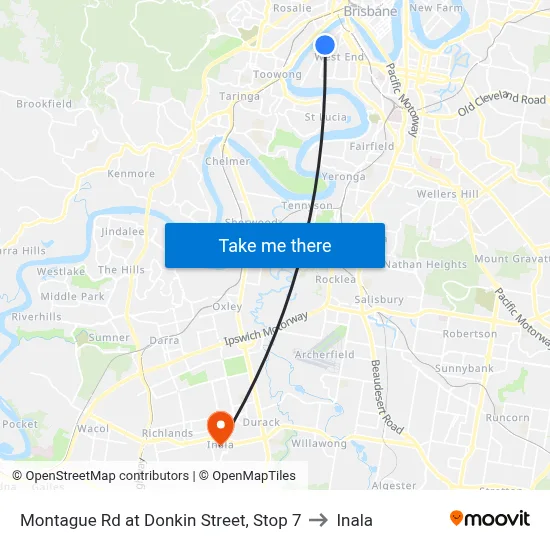 Montague Rd at Donkin Street, Stop 7 to Inala map