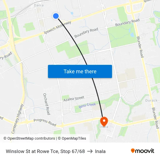 Winslow St at Rowe Tce, Stop 67/68 to Inala map
