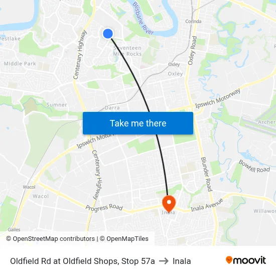 Oldfield Rd at Oldfield Shops, Stop 57a to Inala map