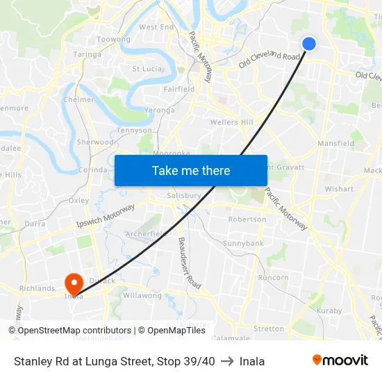 Stanley Rd at Lunga Street, Stop 39/40 to Inala map