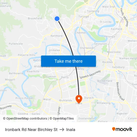 Ironbark Rd Near Birchley St to Inala map