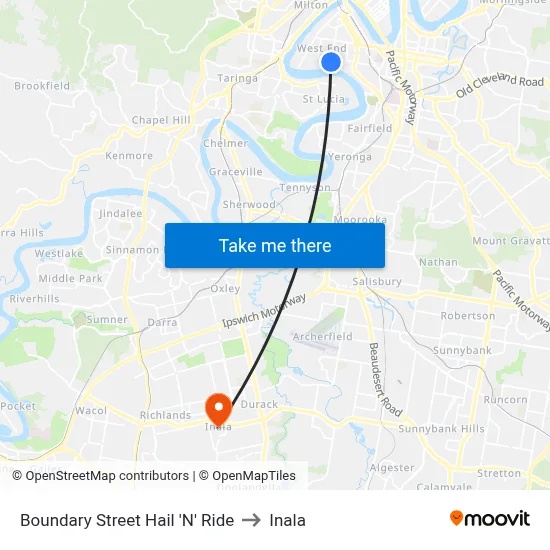 Boundary Street Hail 'N' Ride to Inala map