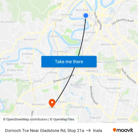Dornoch Tce Near Gladstone Rd, Stop 21a to Inala map