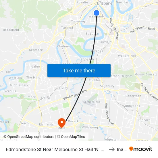 Edmondstone St Near Melbourne St Hail 'N' Ride to Inala map