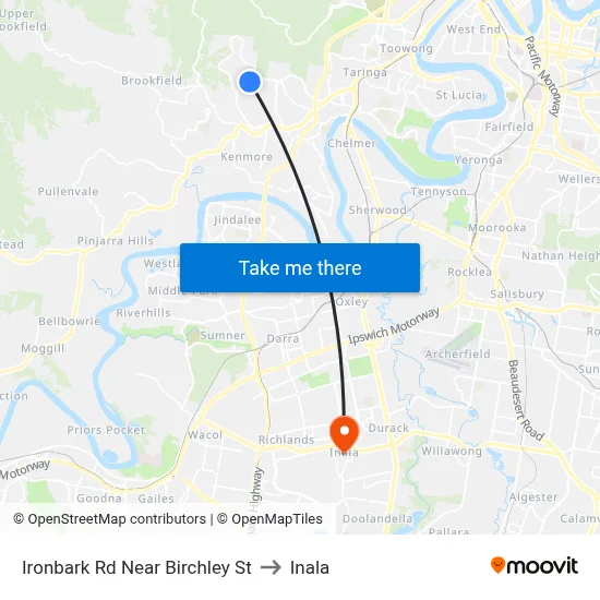 Ironbark Rd Near Birchley St to Inala map