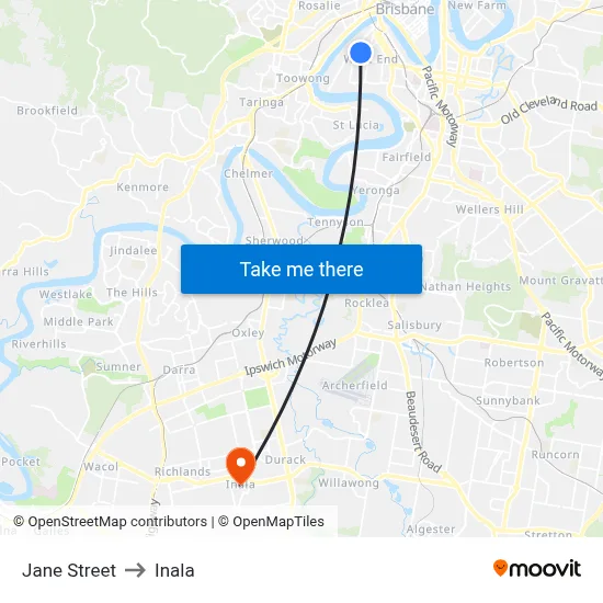 Jane Street to Inala map