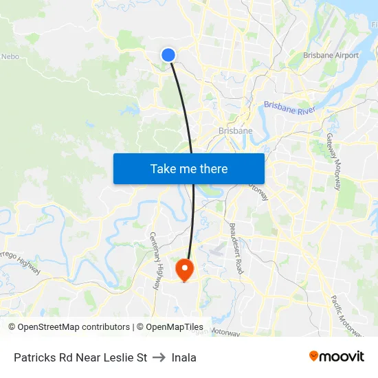 Patricks Rd Near Leslie St to Inala map
