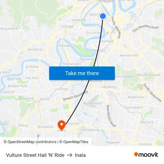 Vulture Street Hail 'N' Ride to Inala map