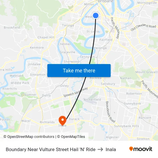 Boundary Near Vulture Street Hail 'N' Ride to Inala map