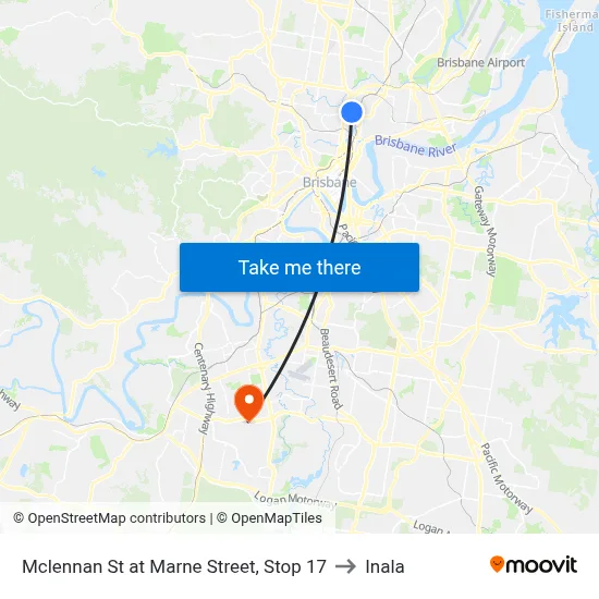 Mclennan St at Marne Street, Stop 17 to Inala map