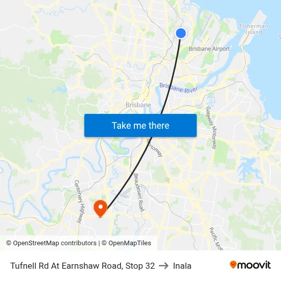 Tufnell Rd At Earnshaw Road, Stop 32 to Inala map