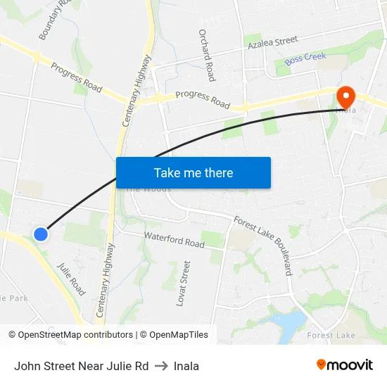 John Street Near Julie Rd to Inala map