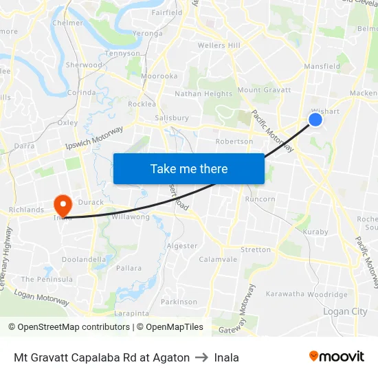 Mt Gravatt Capalaba Rd at Agaton to Inala map